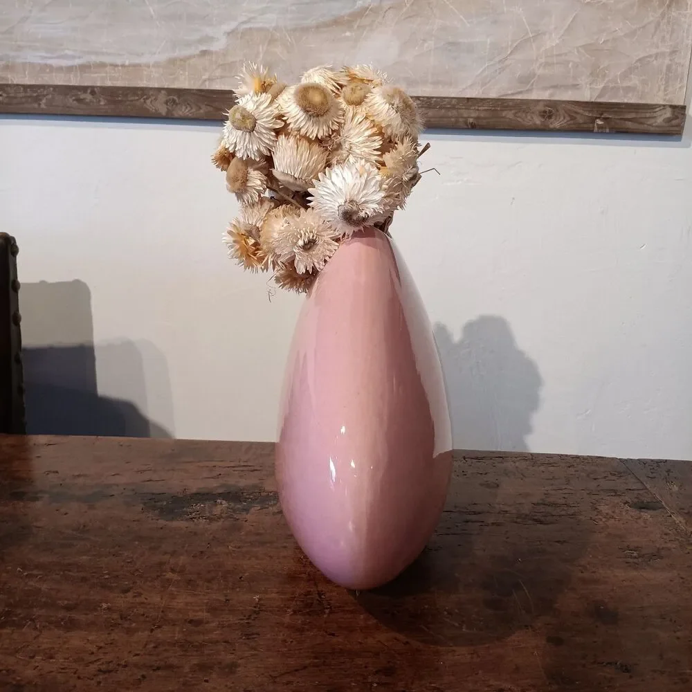 Vtg 80's Postmodern Pink Pillow Vase Attributed Jaru California Oversized 15x10